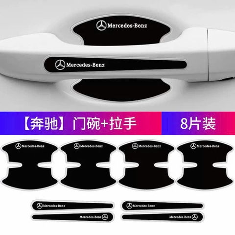 Sét 8 chi tiết màu đen chống trầy xước tay nắm và hõm cửa