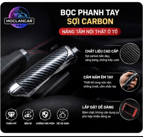 (KH) Bọc thắng tay ô tô , ốp phanh tay vân carbon màu