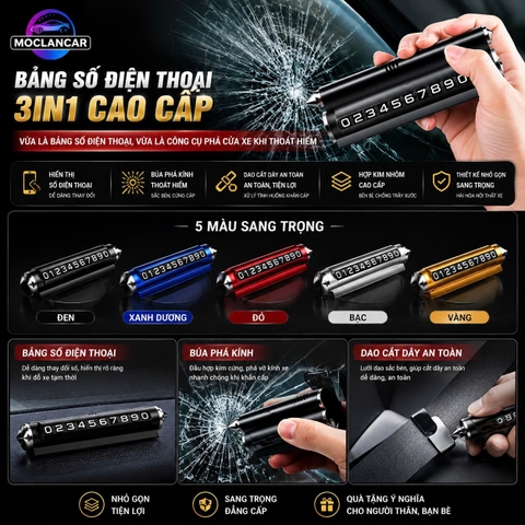 Bảng ghi số kiêm búa phá kính chất liệu kim loại kèm sáp thơm - BPK