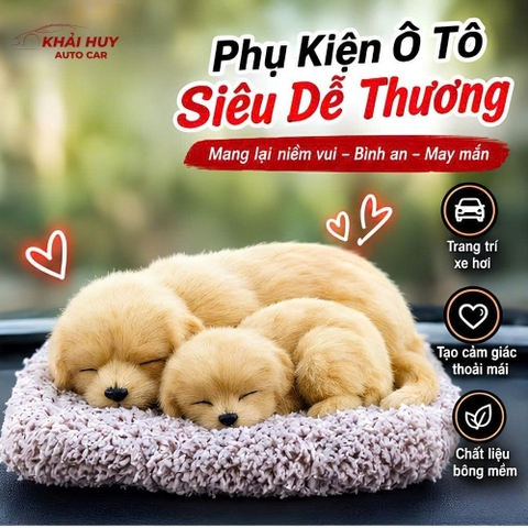 (KH) Thú bông đôi than hoạt tính trên ô tô 20x28cm
