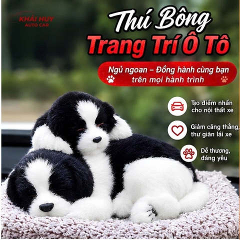 (KH) Thú bông đôi than hoạt tính trên ô tô 20x28cm