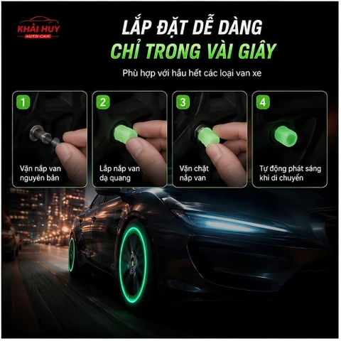 Bộ 4 nắp chụp van phản quang cho ô tô xe máy