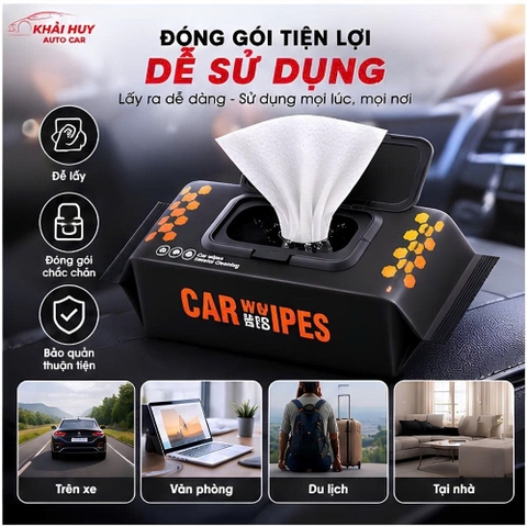 (KH) Khăn ướt vệ sinh nội thất oto tiện dụng - Giấy ướt phục hồi nội thất sáng bóng