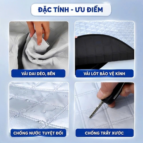 (KH) Bạt kính lái xe ô tô kèm quai chun cố định gương