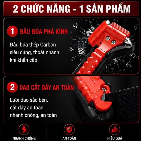 (KH) Búa phá kính thoát hiểm trên ô tô