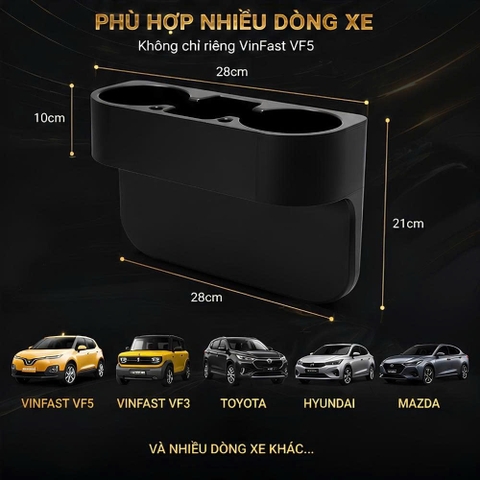 (KH) Khay Cốc Để Đồ Khe Ghế Vân Carbon - Nhựa ABS cao cấp