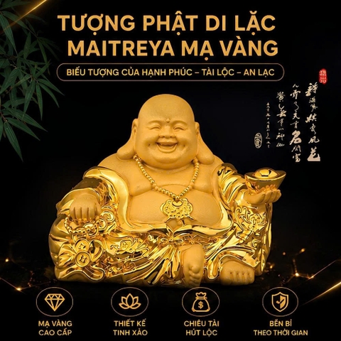 (KH) Tượng Phật Di Lặc Maitreya Mạ Vàng (12x10x8)