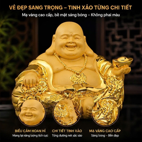 (KH) Tượng Phật Di Lặc Maitreya Mạ Vàng (12x10x8)