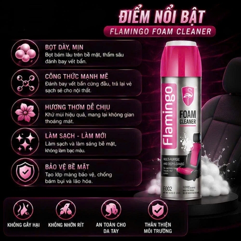 (KH) Bình Xịt Tẩy Vệ Sinh Nội Thất Ô Tô, Nội Thất Gia Đình FLAMINGO F002