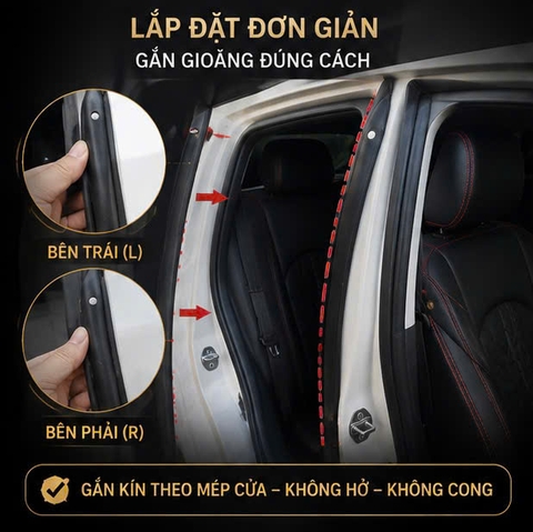 1 cái gioăng cột B lõi thép dài 80cm lắp đặt 2 bên mép cửa