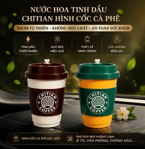 (6 mùi) Nước Hoa Tinh Dầu Thơm CHITIAN Hình Cốc Cà Phê Cho Xe Hơi