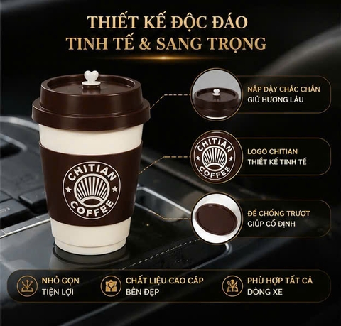 (6 mùi) Nước Hoa Tinh Dầu Thơm CHITIAN Hình Cốc Cà Phê Cho Xe Hơi