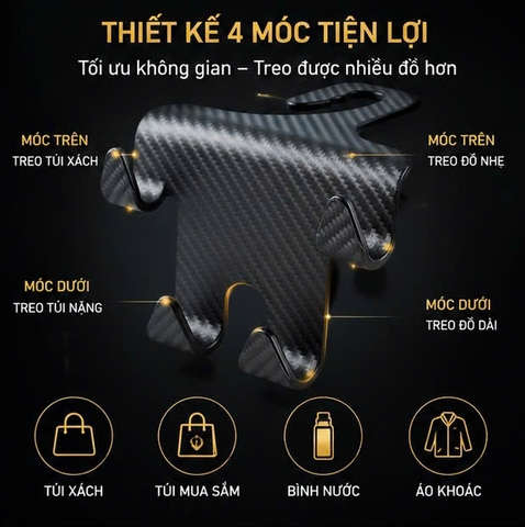 (2 mẫu) Móc treo đồ sau ghế 4in1 - 4s