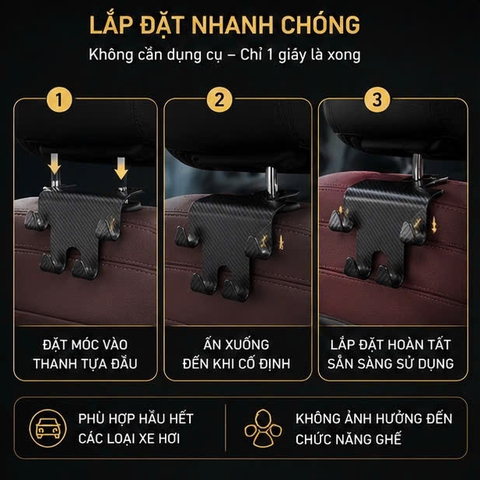(2 mẫu) Móc treo đồ sau ghế 4in1 - 4s