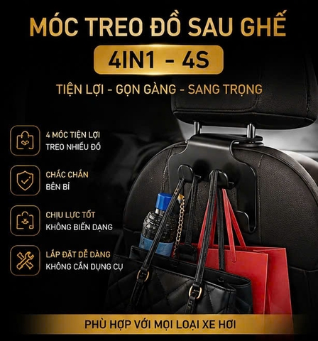(2 mẫu) Móc treo đồ sau ghế 4in1 - 4s