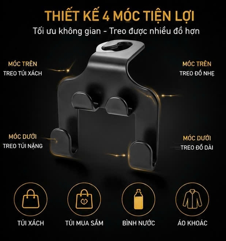 (2 mẫu) Móc treo đồ sau ghế 4in1 - 4s