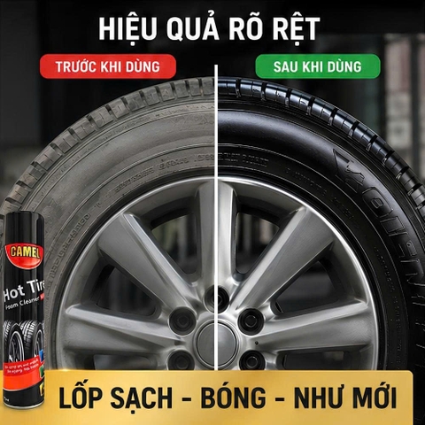 (KH) Chai xịt bóng vỏ, làm đen lốp xe và phục hồi nhựa nhám CAMEL HOTTIRE