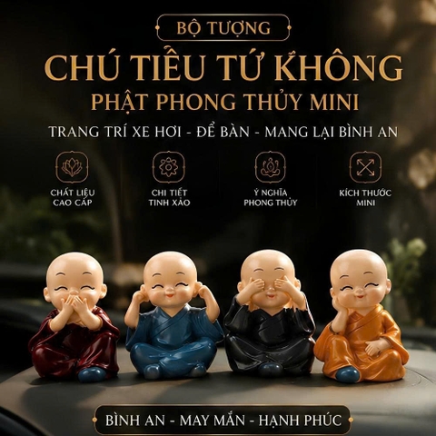 (KH) Bộ tượng 4 chú tiểu Tứ Không