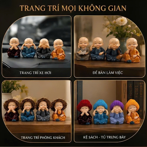 Bộ 4 chú tiểu tứ không cổ đeo vòng hạt