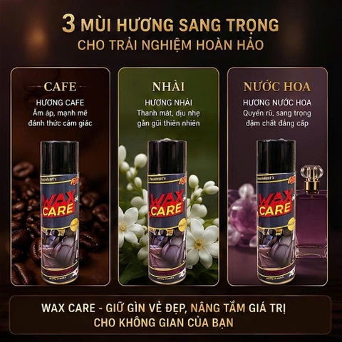 (4 Mùi) Xịt bóng đồ da ghế da nội thất đồ gỗ làm mềm dưỡng bóng WAX CARE 3T