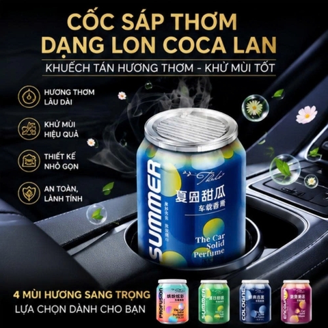 Cốc sáp thơm ô tô dạng lon COCA LAN nhiều mùi