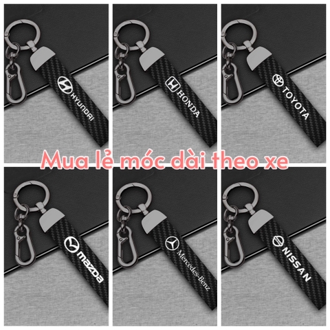 Móc khoá dây da dài sợi carbon thể thao in logo hãng