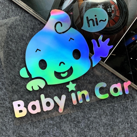 Baby In Car Nhãn dán phản quang Nhãn dán cảnh báo mẹo xe hơi Phụ kiện kính chắn gió cửa sổ ô tô Decal