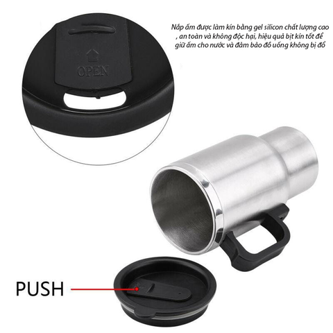 Cốc đun nước giữ nhiệt 12V-24V trên ô tô có cốc đế tháo rời dung tích 300ml - Hộp trắng