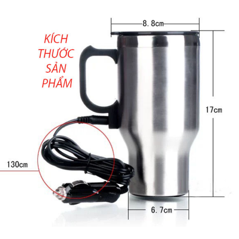 Cốc đun nước giữ nhiệt 12V-24V trên ô tô có cốc đế tháo rời dung tích 300ml - Hộp trắng