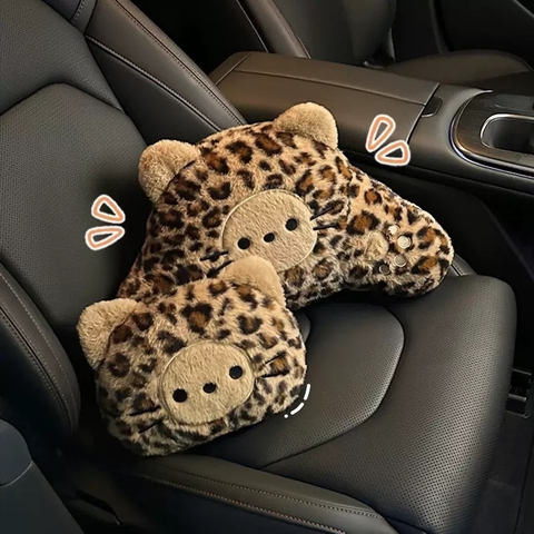 Lót Ghế Ô Tô, Gối Tựa Cổ/Lưng – Họa Tiết Da Beo Cá Tính