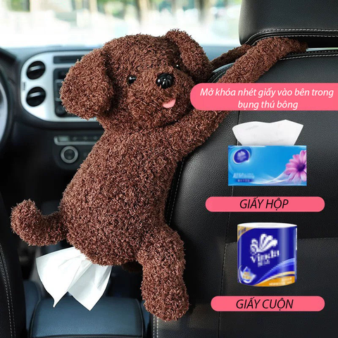 Hộp Đựng Khăn Giấy Treo Vai Ghế Oto Hình Chú Khỉ PIPI Ngộ Nghĩnh