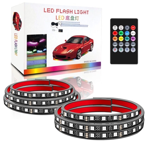 Sét hộp 4 thanh đèn led gầm ngoại thất ô tô nhiều màu sắc chỉnh bằng APP ( 90cmx2, 120cmx2)