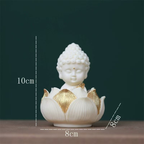 Tượng Như Lai Thích Ca / Quan Âm Bồ Tát Ngồi Đài Sen Trắng Ngà Voi – Trang Trí Ô Tô | Phong Thủy | Ban Thờ Mini