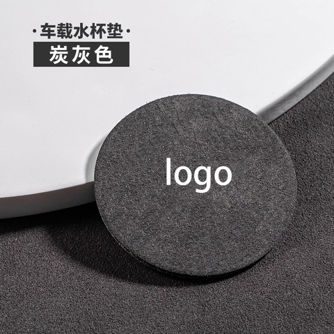( 6 màu) Lót cốc logo bằng da chất liệu da lộn