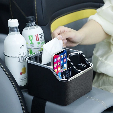 (4 in 1) Hộp đựng đồ 4 ngăn đa năng đặt trên tỳ tay trong xe màu - HTT