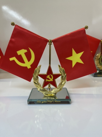 Bộ Cờ Đảng Và Cờ Tổ Quốc Trang Trí Xe Ô Tô, Văn Phòng Bàn Làm Việc