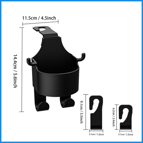 Móc treo đồ kiêm giá đỡ cốc 2 in 1 sau ghế tiện ích