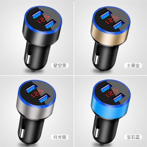 Tẩu sạc nhanh 2 cổng USB 3.1A hiển thị điện tử - nguồn 12/24V