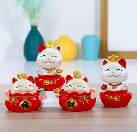 Mô hình mèo sứ - Mèo thần tài hũ tiền