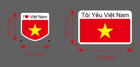 Tem nhôm / Cờ Phản Quang Việt Nam Dán Cho Oto, Xe Máy Đủ Size