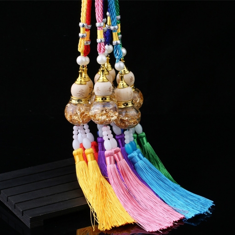 Khánh hồ lô pha lê dát vàng treo gương xe hơi