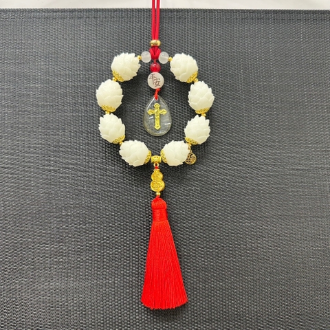Khánh 8S bông liên hoa Mặt Công Chúa Giáo Thánh Giá Và Hươu Phản Quang trang trí xe ô tô, mang lại bình an may mắn
