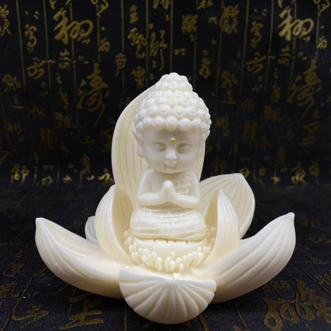 Tượng Như Lai Thích Ca / Quan Âm Bồ Tát Ngồi Đài Sen Trắng Ngà Voi – Trang Trí Ô Tô | Phong Thủy | Ban Thờ Mini