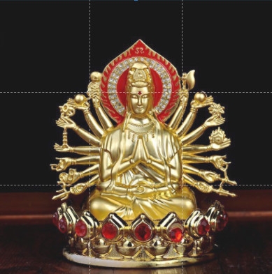 Tượng Phật Quan Âm Nghìn Mắt Nghìn Tay Toạ Đế Sen Hạt Đá Đỏ