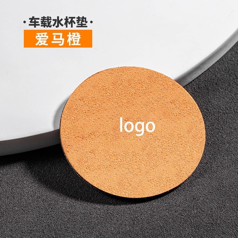 ( 6 màu) Lót cốc logo bằng da chất liệu da lộn