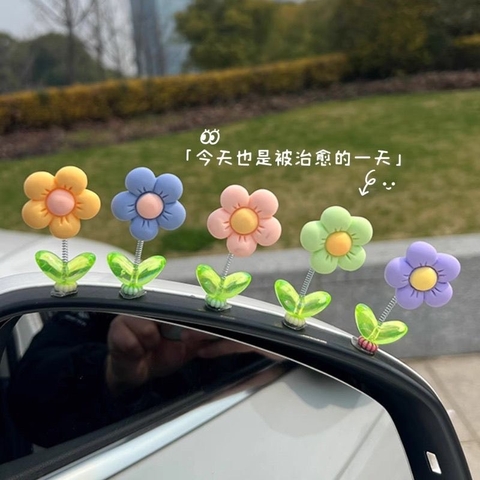 Sét bông hoa lò xo lắc lư trang trí ô tô màn hình DVD Gương Chiếu Hậu