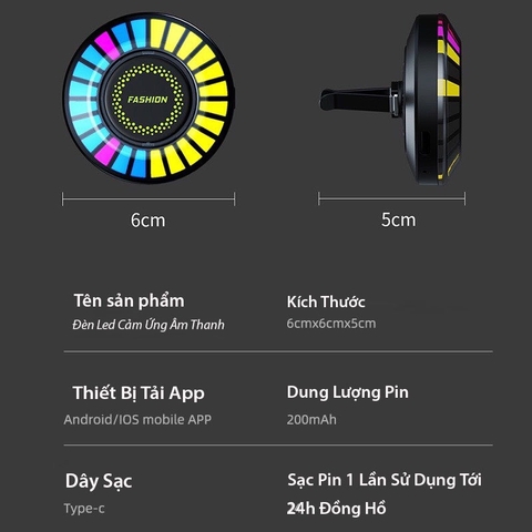 Đèn led tròn FASHION cảm ứng âm thanh cắm cổng USB