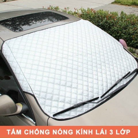Bạt phủ kính lái xe ô tô - bạt kính lái 4 lớp tráng nhôm cách nhiệt-Fom cũ