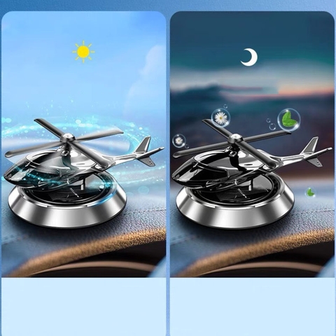 Máy Bay Trang Trí Taplo Xe Hơi/Bàn Làm Việc Chạy Bằng Năng Lượng Mặt Trời (Có Kèm Tinh Dầu Nước Hoa)