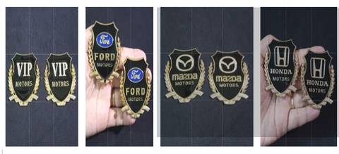 Bộ 2 miếng dán kim loại bông lúa logo